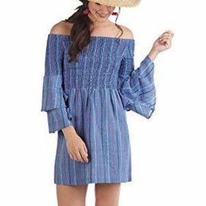 Blue Off The Shoulder Dress - Large
